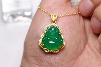 LETSFUN Natural Vintage 14K Golden Green Jade Buddha Pendant Designer Jewelry
LETSFUN Natural Vintage 14K Golden Green Jade Buddha Pendant Designer Jewelry