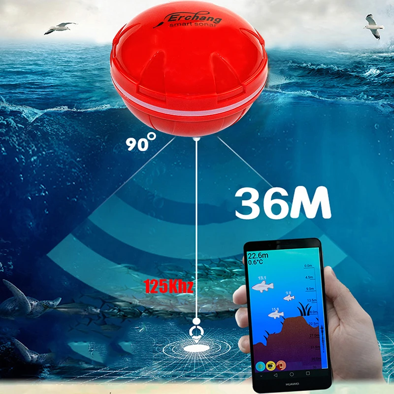 Erchang F3W Портативный Sonar Рыболокаторы Bluetooth Беспроводной глубина моря озеро рыба