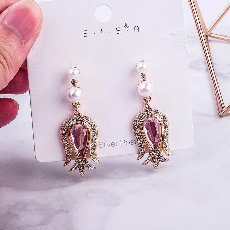 Crystal Tulip Buds Drop Earrings Imitation Pearls Dangle Resin Earrings For Women Summer New Arrival Fashion Jewelry 
Crystal Tulip Buds Drop Earrings Imitation Pearls Dangle Resin Earrings For Women Summer New Arrival Fashion Jewelry