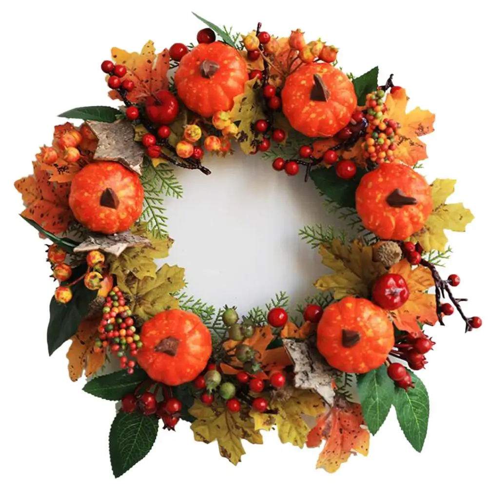 35CM Halloween Wreath Pumpkin Maple Berry Autumn Harvest Garland Decoration Artificial Large Fall Wreath For Front Door
35CM Halloween Wreath Pumpkin Maple Berry Autumn Harvest Garland Decoration Artificial Large Fall Wreath For Front Door