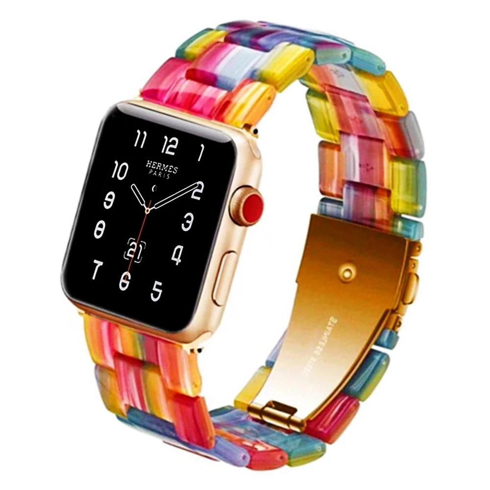 Pride Resin strap for apple watch band 40mm 44mm iwatch band 42mm 38mm metal buckle bracelet watchband for apple watch 5/4/3/2/1
Pride Resin strap for apple watch band 40mm 44mm iwatch band 42mm 38mm metal buckle bracelet watchband for apple watch 5/4/3/2/1