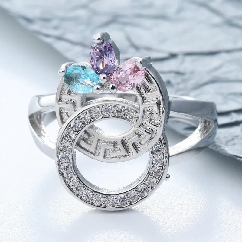 Фото Классические модные ювелирные изделия Круглые Кольца для женщин кольцо с