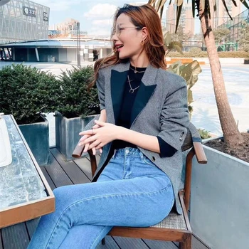 20 New Autumn and Winter Houndstooth Contrast Suit Cropped Jacket women's woolen blazer coat
20 New Autumn and Winter Houndstooth Contrast Suit Cropped Jacket women's woolen blazer coat