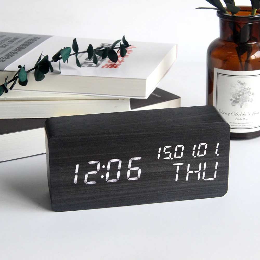 LED Wooden Alarm Clock Calendar Voice Control Table Clock Temperature Digital Despertador Desktop Electronic Clock USB/AAA Power
LED Wooden Alarm Clock Calendar Voice Control Table Clock Temperature Digital Despertador Desktop Electronic Clock USB/AAA Power
