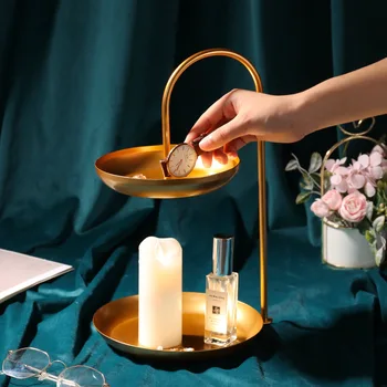 Nordic Vanity Tray Double-Deck Cosmetics Storage Tray Metal Dressing Table Desktop Racks Princess Finishing Rack Jewelry Tray 
Nordic Vanity Tray Double-Deck Cosmetics Storage Tray Metal Dressing Table Desktop Racks Princess Finishing Rack Jewelry Tray