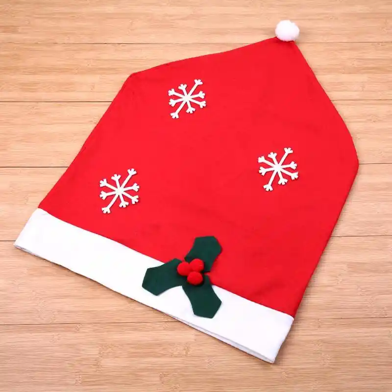 1pc santa claus cap chair cover christmas dinner table red hat