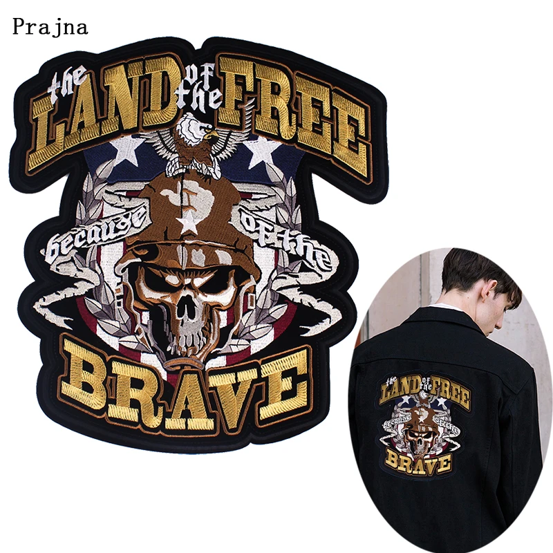 Prajna Eagle Skull Stripes Patch Ironing Embroidered Patches For Clothing Punk Brave Applique Garment Big Size Decoration DIY F
Prajna Eagle Skull Stripes Patch Ironing Embroidered Patches For Clothing Punk Brave Applique Garment Big Size Decoration DIY F