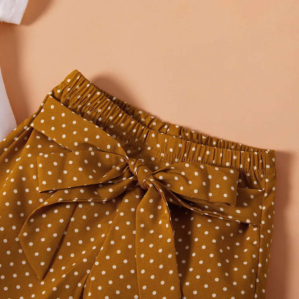 PatPat Spring and Autumn 3-piece Baby Girl ISN'T SHE LOVELY Print Bodysuit and Polka Dots Bow Pants with Headband Sets PatPat Spring and Autumn 3-piece Baby Girl ISN'T SHE LOVELY Print Bodysuit and Polka Dots Bow Pants with Headband Sets