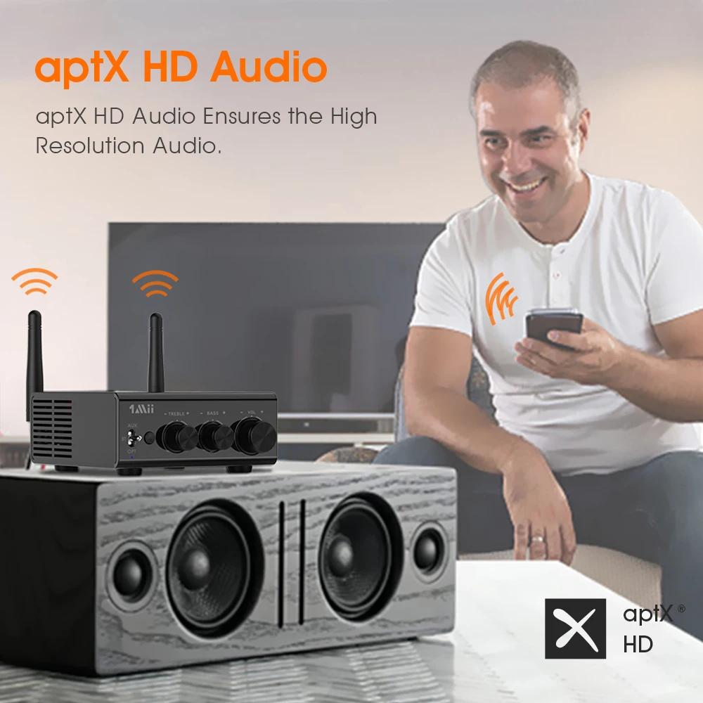 1Mii B08S Bluetooth 5 0 Аудио приемник адаптер aptX HD Hi Fi стерео 3 Aux цифровой усилитель для ТВ