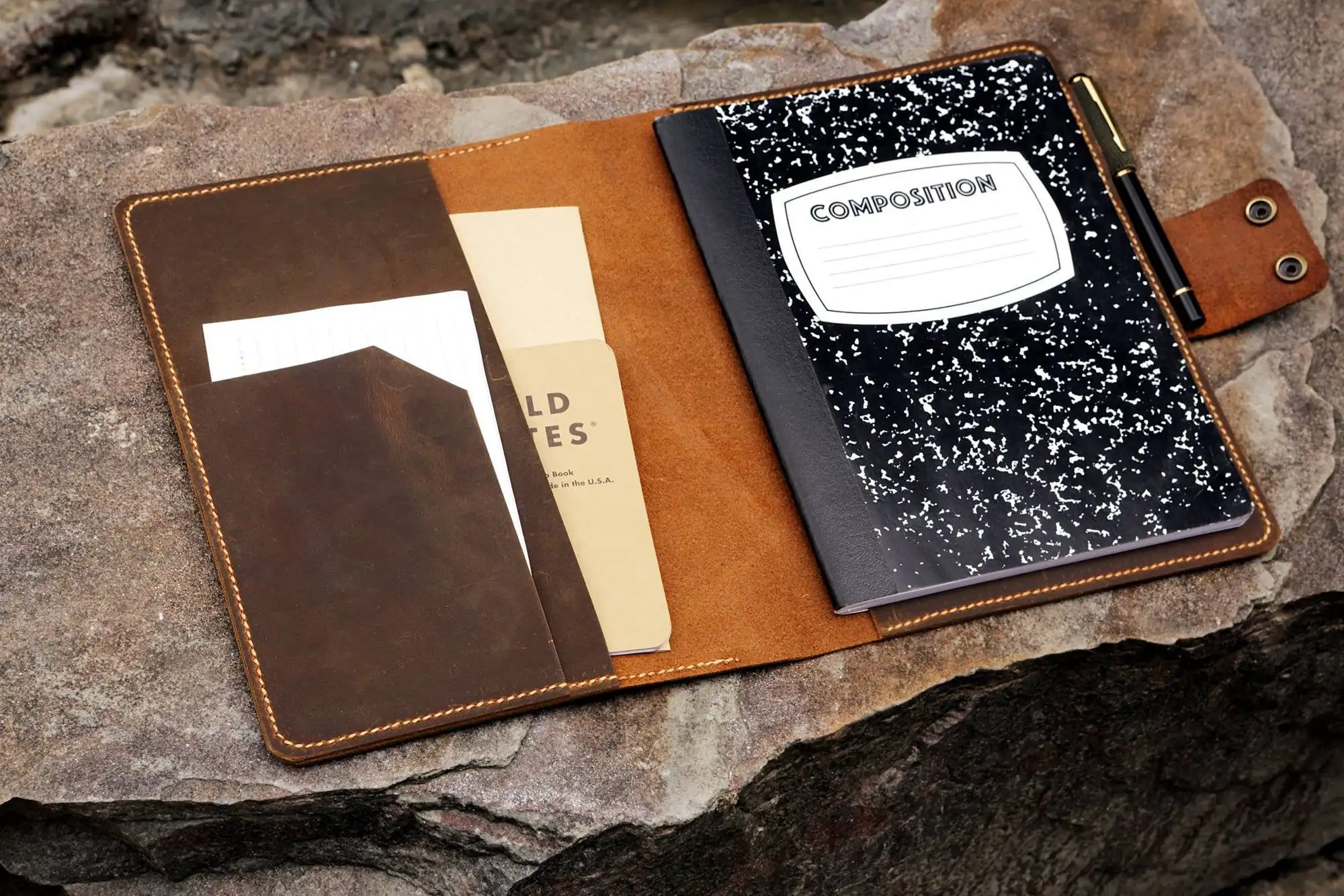 Personalized Leather Notebook Book Cover Case / Vintage Rustic Leather Cover Portfolio for Composition Notebook NB505CPS
Personalized Leather Notebook Book Cover Case / Vintage Rustic Leather Cover Portfolio for Composition Notebook NB505CPS
