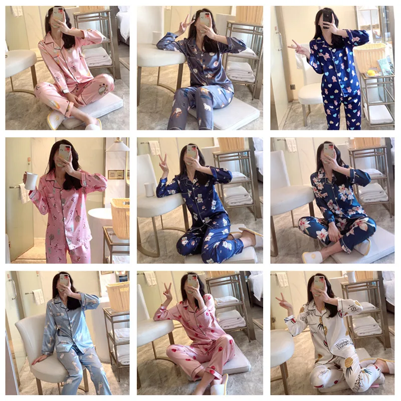 Simple Silk Long Sleeve Pajamas Female Spring Cardigan Suit Imitated Silk Fabric Sexy Autumn Tracksuit Two-Piece Set
Simple Silk Long Sleeve Pajamas Female Spring Cardigan Suit Imitated Silk Fabric Sexy Autumn Tracksuit Two-Piece Set