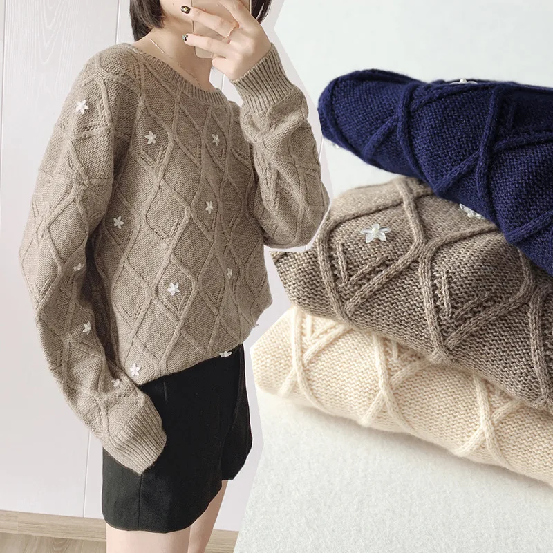 Women Sweater 2019 Early Autumn Handmade Beaded Round Neck Long Sleeve Wool Sweater Sweater
Women Sweater 2019 Early Autumn Handmade Beaded Round Neck Long Sleeve Wool Sweater Sweater