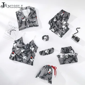 JRMISSLI Autumn Women's Cotton Pajamas Cartoon 7 Piece sets Print Pijamas mujer Pyjamas Comfortable Sleepwear Homewear
JRMISSLI Autumn Women's Cotton Pajamas Cartoon 7 Piece sets Print Pijamas mujer Pyjamas Comfortable Sleepwear Homewear