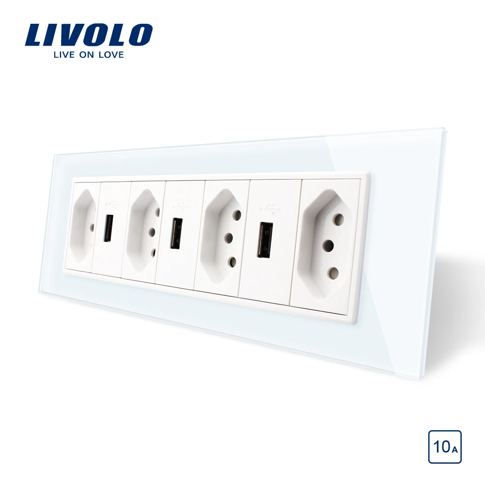 

Livolo New US/AU Standard Luxurious 10A brazilian with USB socket ,With Pearl Crystal Glass ,without logo