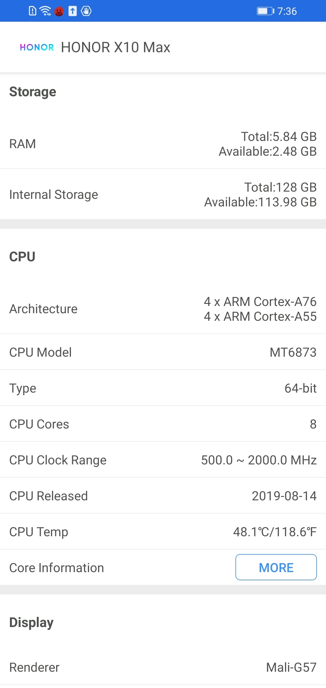 HONOR X10 MAX 5G Smartphone 7.09inch Dual Speakers 6GB RAM 128GB ROM NFC 5000mAh Big battery Super charge 48MP Cell phones