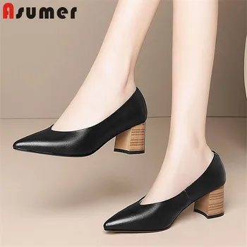 ASUMER 2020 new arrive women pumps genuine leather single shoes pointed toe square heel classic dress shoes lady office shoes
ASUMER 2020 new arrive women pumps genuine leather single shoes pointed toe square heel classic dress shoes lady office shoes