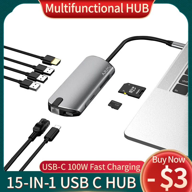 

USB C Hub 4 Ports USB Type C to USB 3.0 Hub Splitter Adapter for MacBook Pro Air M1 2021 iPad Pro Huawei MateBook 2020 USB-C Hub
