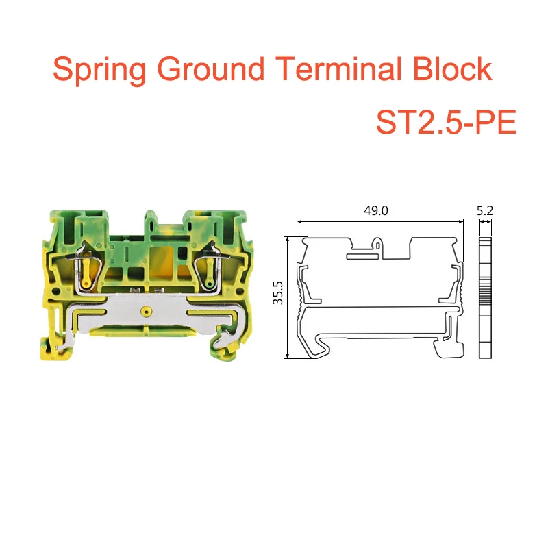 ST2.5-PE spring ground terminal blocks 2.5mm2