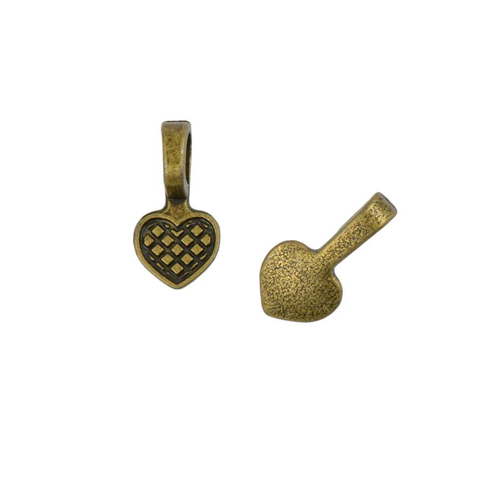 100 Pcs Heart Shape Bronze Style Glue-on Flat Pad Bails For Craft Pendants 100 Pcs Heart Shape Bronze Style Glue-on Flat Pad Bails For Craft Pendants