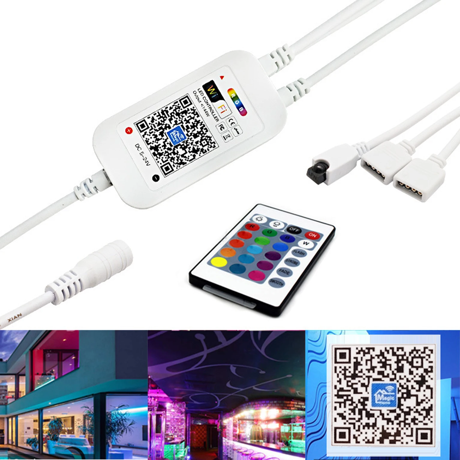 Контроллер RGB с Wi Fi двойной разъем 5 24 В постоянного тока мини клавиши музыкальный