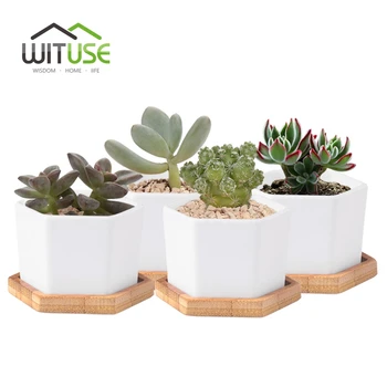 WITUSE 4pcs/set White Ceramic Flower Pot Balcony Decorative for Garden Hexagonal Plant Pot Tray Glazed Porcelain Bonsai Planter
WITUSE 4pcs/set White Ceramic Flower Pot Balcony Decorative for Garden Hexagonal Plant Pot Tray Glazed Porcelain Bonsai Planter