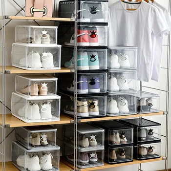 4Pcs 33x26.5x17.5cm Detachable Shoes Boxes Thicken Transparent Stackable Plastic Shoes Storage Container Dustproof Organizer
4Pcs 33x26.5x17.5cm Detachable Shoes Boxes Thicken Transparent Stackable Plastic Shoes Storage Container Dustproof Organizer