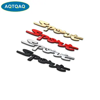 

AQTQAQ 1Pair 3D Metal Sport Logo Car Badge Emblem Sticker +4Pcs Knurled Style With Plastic Core Valve Caps for Universal Car Sty