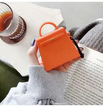 New 3D Stereo Handbag ShapeFor Airpods Case Wireless Bluetooth Headset Protective Cover Simple Solid Color black /orangeyellow
New 3D Stereo Handbag ShapeFor Airpods Case Wireless Bluetooth Headset Protective Cover Simple Solid Color black /orangeyellow
