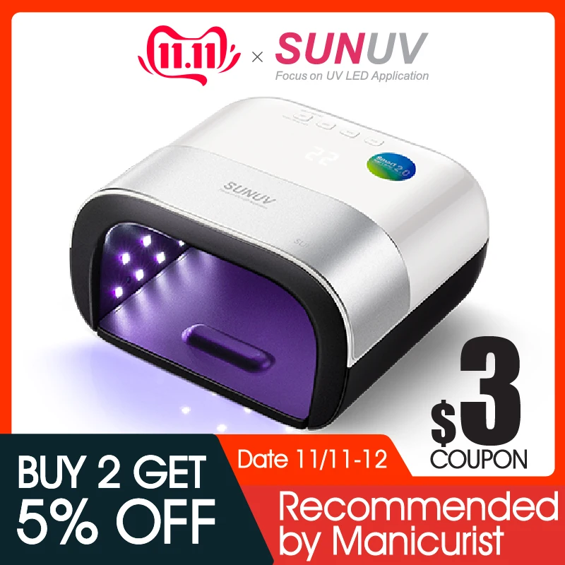 SUNUV SUN3 Smart 2.0 Nail Dryer 48W UV LED Lamp Nail with Smart Invisible Digital Timer Display Nail Drying Machine
SUNUV SUN3 Smart 2.0 Nail Dryer 48W UV LED Lamp Nail with Smart Invisible Digital Timer Display Nail Drying Machine