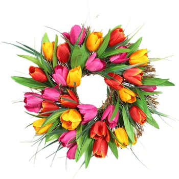 Wall-Mounted Rattan Simulation Tulip Wreath Long Leaf Tulip Wreath Home Decoration
Wall-Mounted Rattan Simulation Tulip Wreath Long Leaf Tulip Wreath Home Decoration
