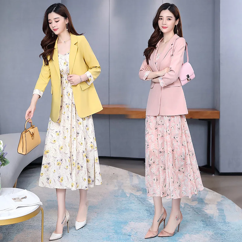 2020 Spring New Style Slim Fit Floral-Print Strapped Dress Small Suit Fashion Two-piece Dress Very Fairy of Set Dress
2020 Spring New Style Slim Fit Floral-Print Strapped Dress Small Suit Fashion Two-piece Dress Very Fairy of Set Dress
