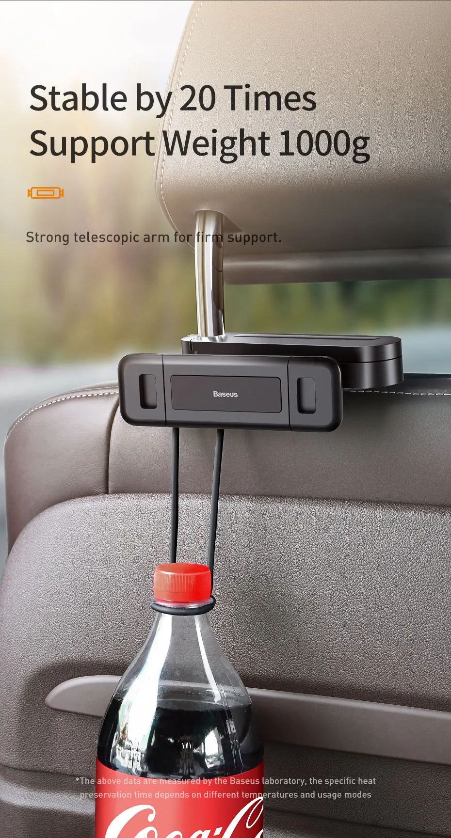 Gadgetoo Baseus Fun Journey Backseat Lazy Bracket Car Seat Rear Phone Holder For 4.7-12.3 Inch Phones And Tablets