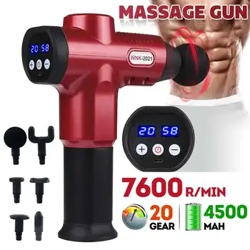 20-Gears Massage Gun 7600R/Min LCD Display USB Rechargable Muscle Relax Body Relaxation Electric Massager with 6 heads
20-Gears Massage Gun 7600R/Min LCD Display USB Rechargable Muscle Relax Body Relaxation Electric Massager with 6 heads