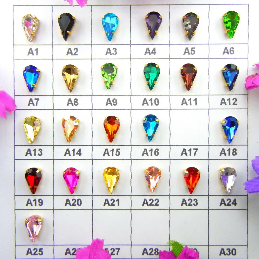 Glass Crystal Gold claw 3*6mm 6*10mm 8*13mm fancy colors slim water drop pear shape Sew on rhinestone beads handicraft diy
Glass Crystal Gold claw 3*6mm 6*10mm 8*13mm fancy colors slim water drop pear shape Sew on rhinestone beads handicraft diy