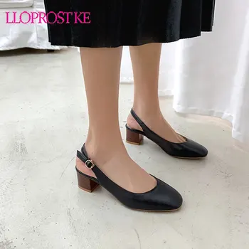 

Lloprost ke 2020 New Arrivals Square Heels buckle Strap concise Pumps woman shoes office lady shoes Med heel women Pumps