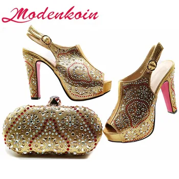 Modenkoin African shoe and bag set high heel gold italian shoe with matching bag best selling ladies matching shoe and bag 
Modenkoin African shoe and bag set high heel gold italian shoe with matching bag best selling ladies matching shoe and bag