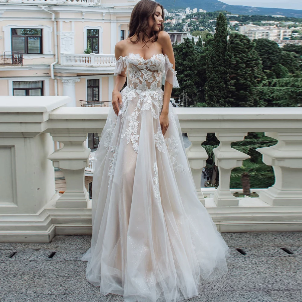 Chic Custom Made Boho Wedding Dress Sexy Off-the-shoulder Appliqued Lace Bridal Gown Robe de Mariage
Chic Custom Made Boho Wedding Dress Sexy Off-the-shoulder Appliqued Lace Bridal Gown Robe de Mariage