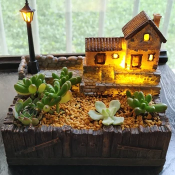 Resin Flower Pot with Lamp for Succulents Plants Creative Planter for Small Bonsai Micro- Landscape Garden Decoration-B
Resin Flower Pot with Lamp for Succulents Plants Creative Planter for Small Bonsai Micro- Landscape Garden Decoration-B