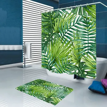 4PCS Set Toilet Seat Cover Set Bathroom Curtain Absorbent Non-Slip Bathroom Rug Bath Mat Set Mat Floor Mats Green Tropical Plant
4PCS Set Toilet Seat Cover Set Bathroom Curtain Absorbent Non-Slip Bathroom Rug Bath Mat Set Mat Floor Mats Green Tropical Plant