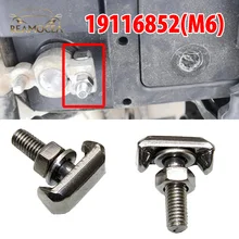 Reamocea 2pcs Car Screw T-Bolt Battery Cable Terminal Set19116852 Stainless Steel Nut Clip Connector Auto Replacement Parts Kit