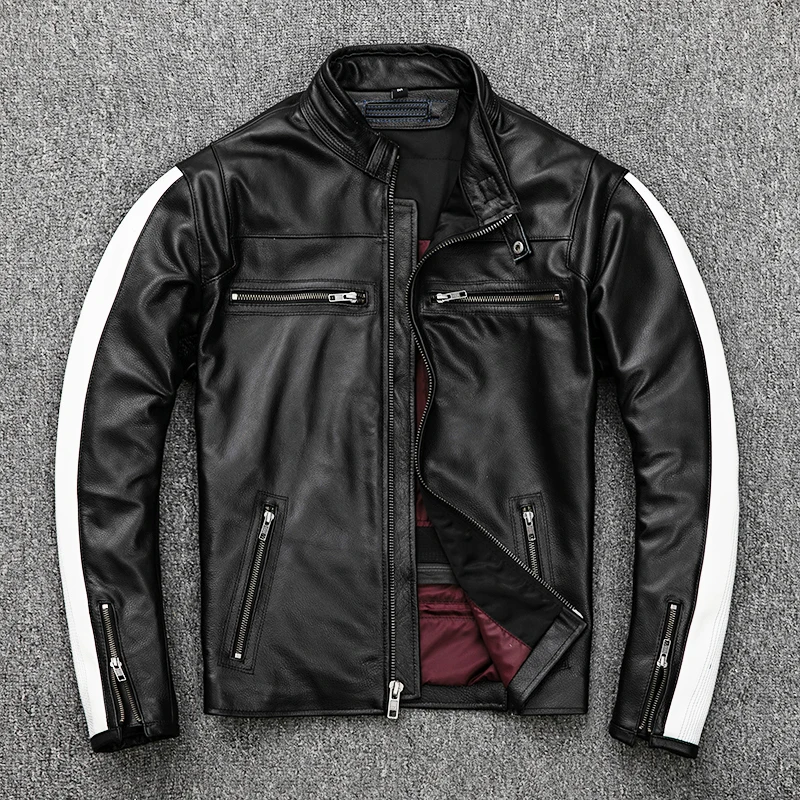 2020 Black Men Slim Fit Leather Racing Jacket Plus Size XXXXL Genuine Cowhide Russian Autumn Biker's Leather Coat
2020 Black Men Slim Fit Leather Racing Jacket Plus Size XXXXL Genuine Cowhide Russian Autumn Biker's Leather Coat