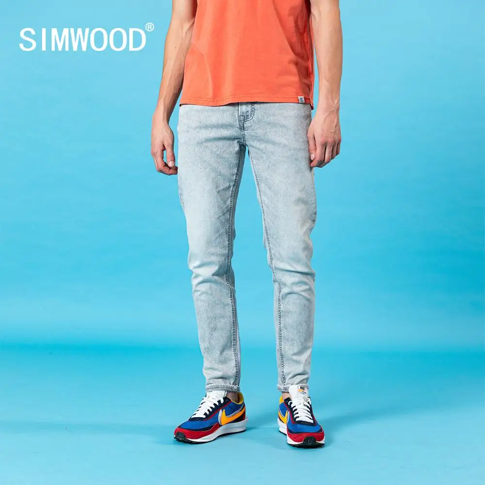 Мужские джинсы SIMWOOD темно-серые зауженные модель SJ150391 2021 унции Двухъядерные для