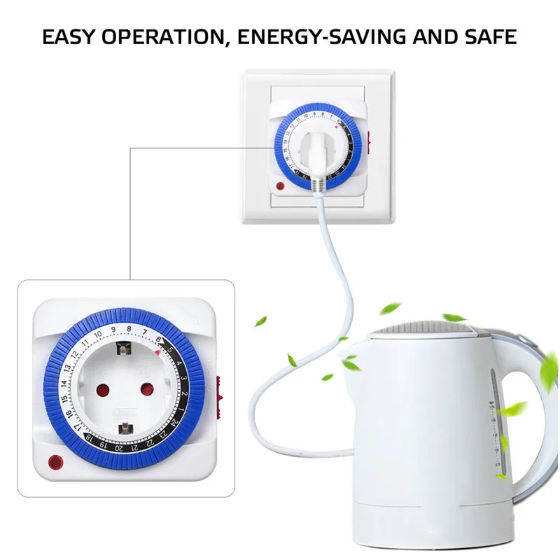 Timer Switch Socket Automatically Turn on Off Electrical Appliances 24 Hours Mechanical Plug-in Timing Socket Time Controller
Timer Switch Socket Automatically Turn on Off Electrical Appliances 24 Hours Mechanical Plug-in Timing Socket Time Controller