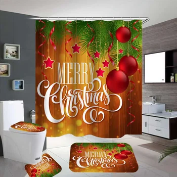 Merry Christmas Pattern Bathroom Set Fabric Shower Curtain Anti-slip Bath Mat Set Christmas Bell Tree Santa Toilet Seat Cover
Merry Christmas Pattern Bathroom Set Fabric Shower Curtain Anti-slip Bath Mat Set Christmas Bell Tree Santa Toilet Seat Cover