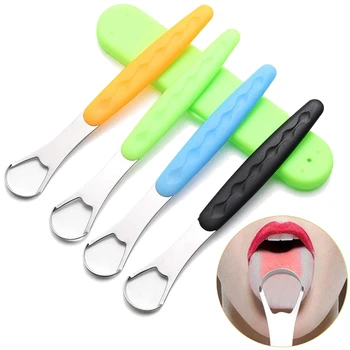 

Tongue Scraper Cleaner with Travel Handy Case, Stainless Steel Tongue Cleaners for Healthy Oral Care for Adults(4-Pack)