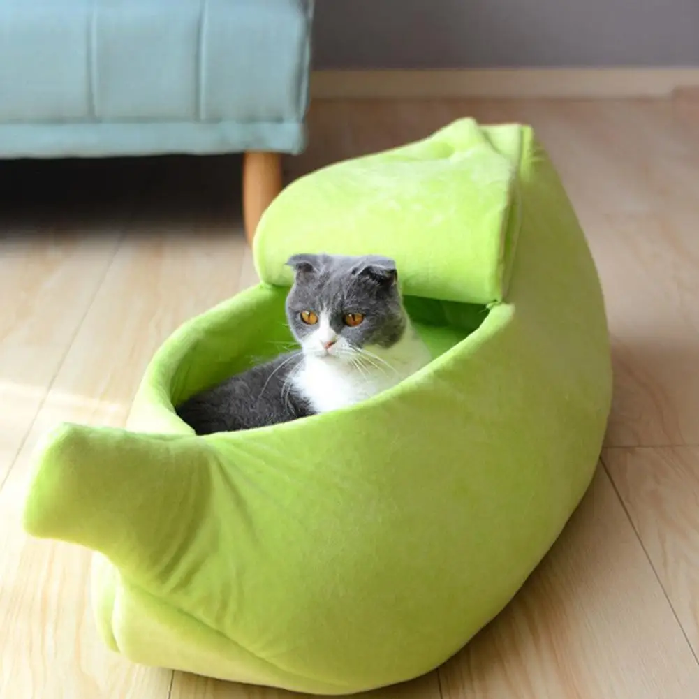 Adeeing Cute Banana Peel Shape Pet Nest Warm House for Dog Cat Winter Sleeping | Дом и сад