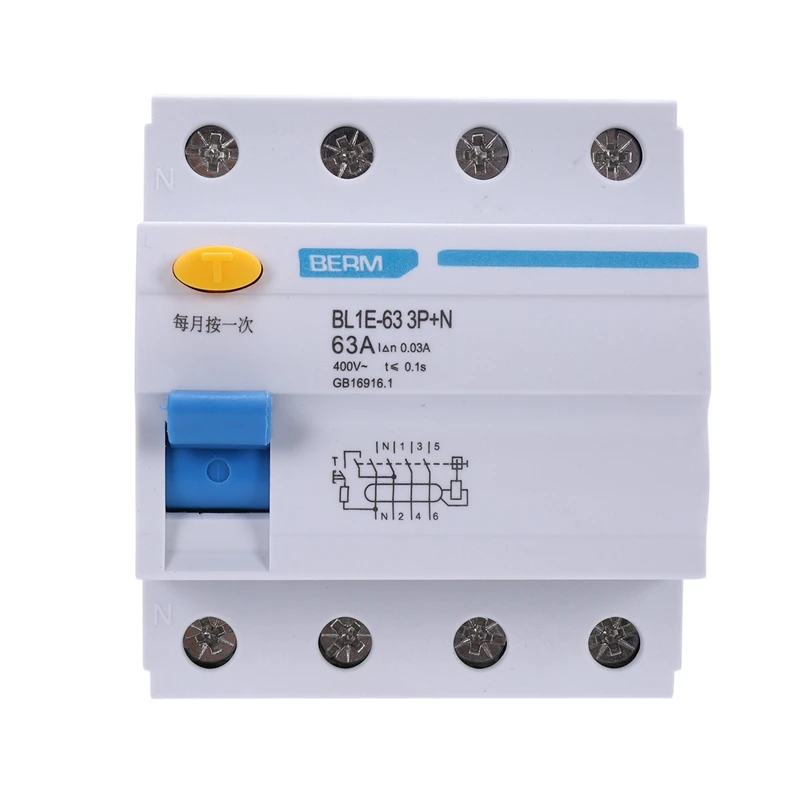 BL1E-63 3P+N 63A RCCB Residual Current Circuit Breaker 400V 30MA Electric Leakage Protection Mini Circuit Breaker
BL1E-63 3P+N 63A RCCB Residual Current Circuit Breaker 400V 30MA Electric Leakage Protection Mini Circuit Breaker