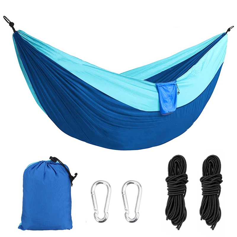 Outdoor Double Mosquito Net Hammock Tent Nylon Camping Hanging Bed Swing Chair Hammock with Storage Bag