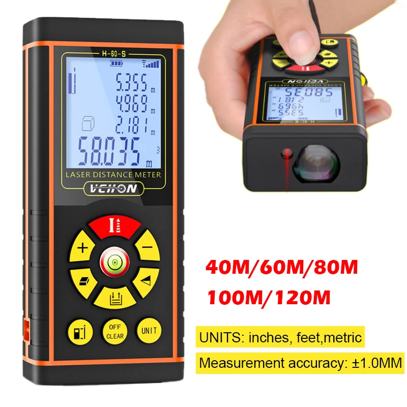 Laser Distance Meter Laser Rangefinder Laser Distance Measurer High precision Digital Range Finder With backlight Test Tool 120m
Laser Distance Meter Laser Rangefinder Laser Distance Measurer High precision Digital Range Finder With backlight Test Tool 120m