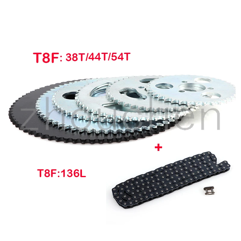 

47cc 49cc T8F chain 136 Links and 38 54 44 teeth Chain plate sprocket for mini moto atv quad 2 stroke engine parts accessories